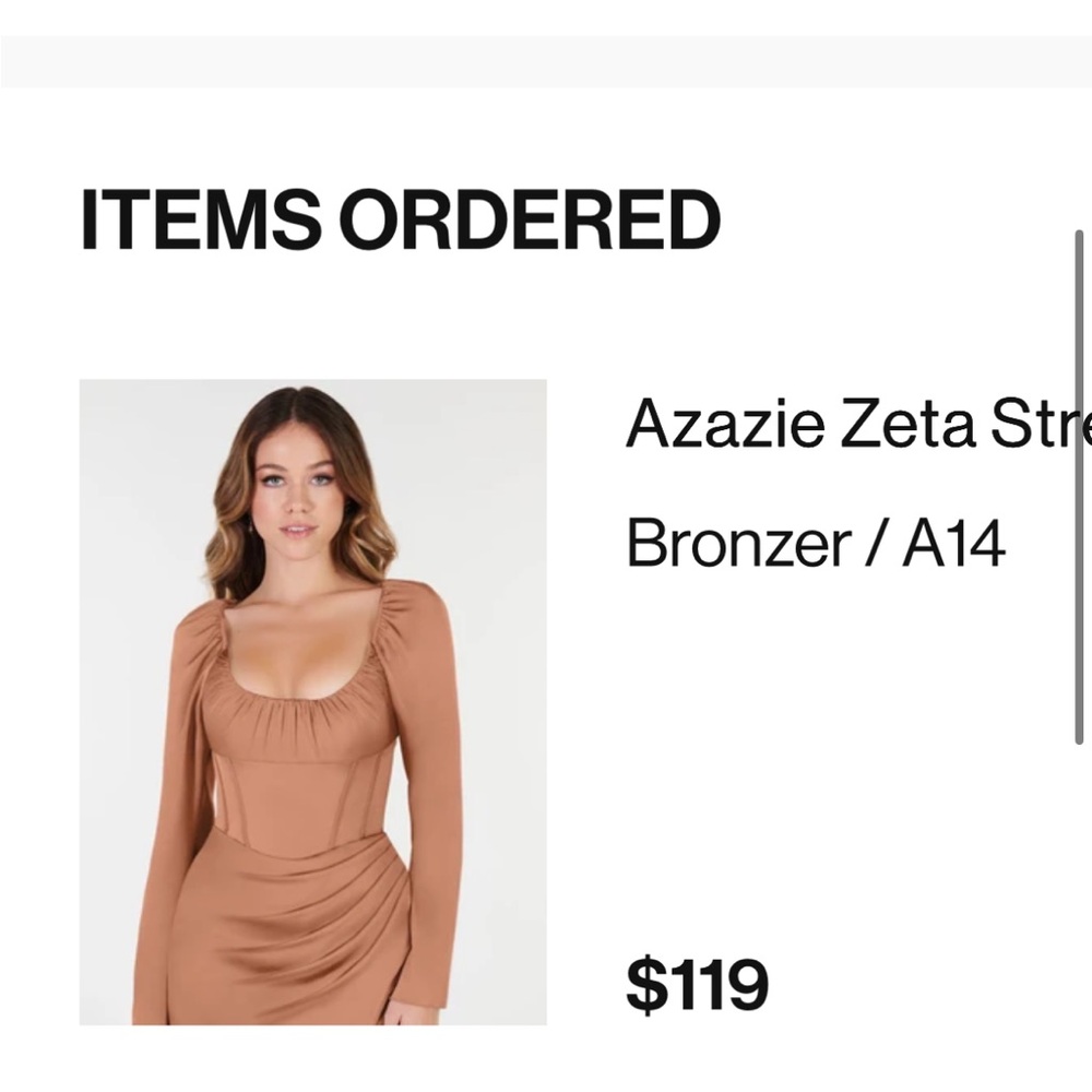 Azazie Zeta Dress in Warm Tan